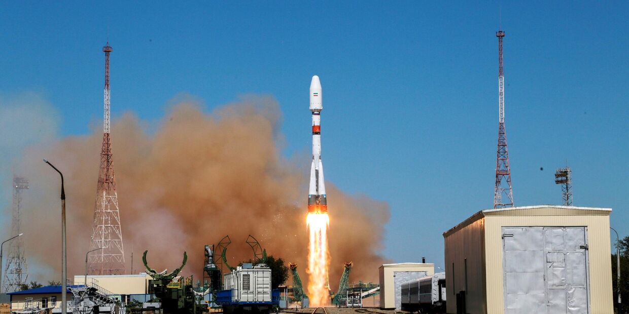Пуск РН Союз-2.1б с разгонным блоком Фрегат с космодрома Байконур 