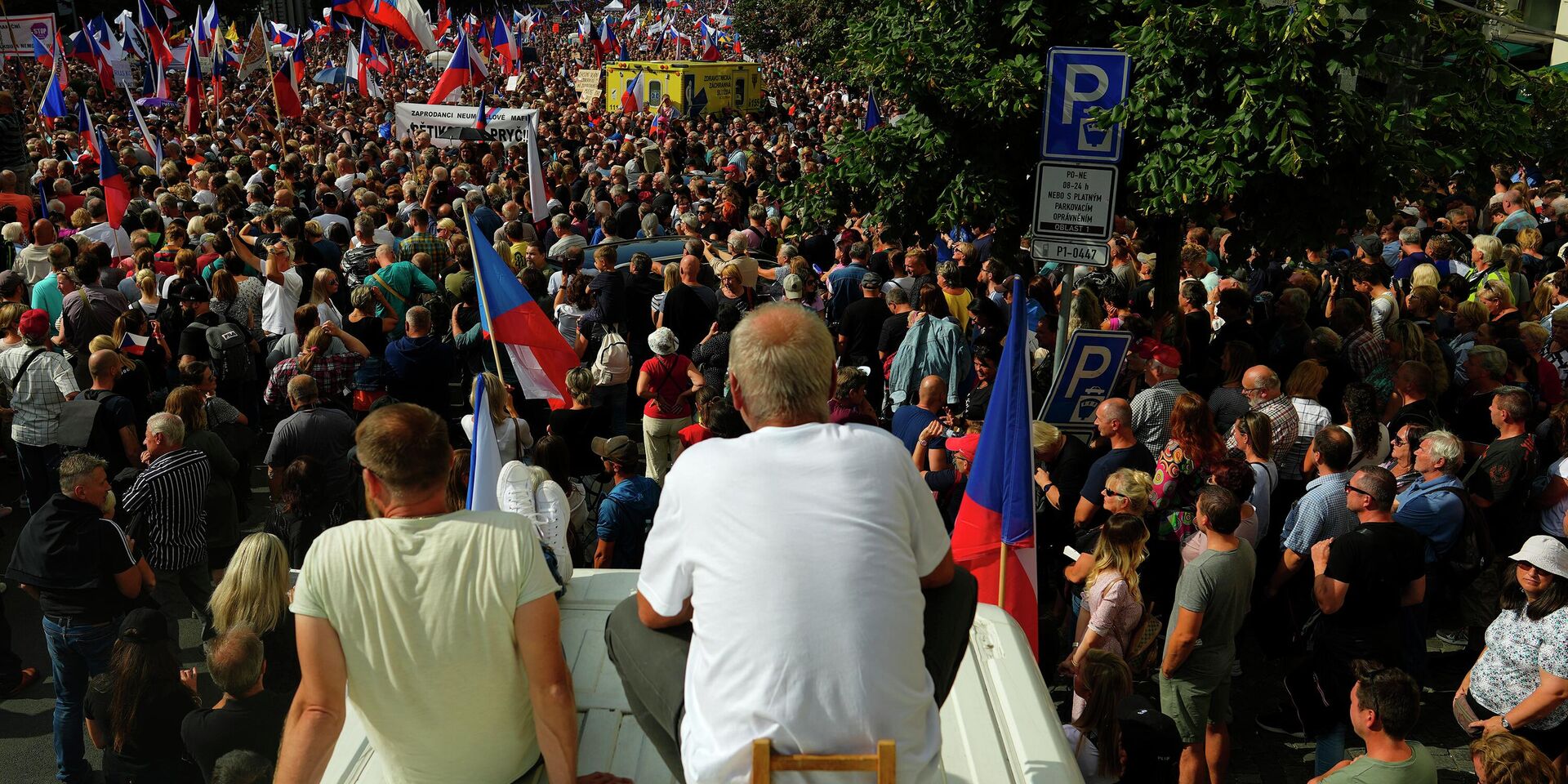 Антиправительственная демонстрация в Праге, Чехия. 3 сентября 2022 года. - ИноСМИ, 1920, 14.09.2022