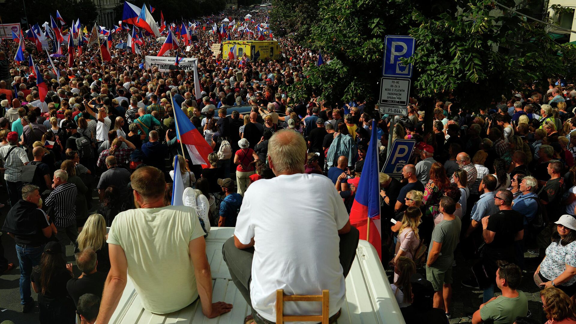 Антиправительственная демонстрация в Праге, Чехия. 3 сентября 2022 года. - ИноСМИ, 1920, 12.09.2022