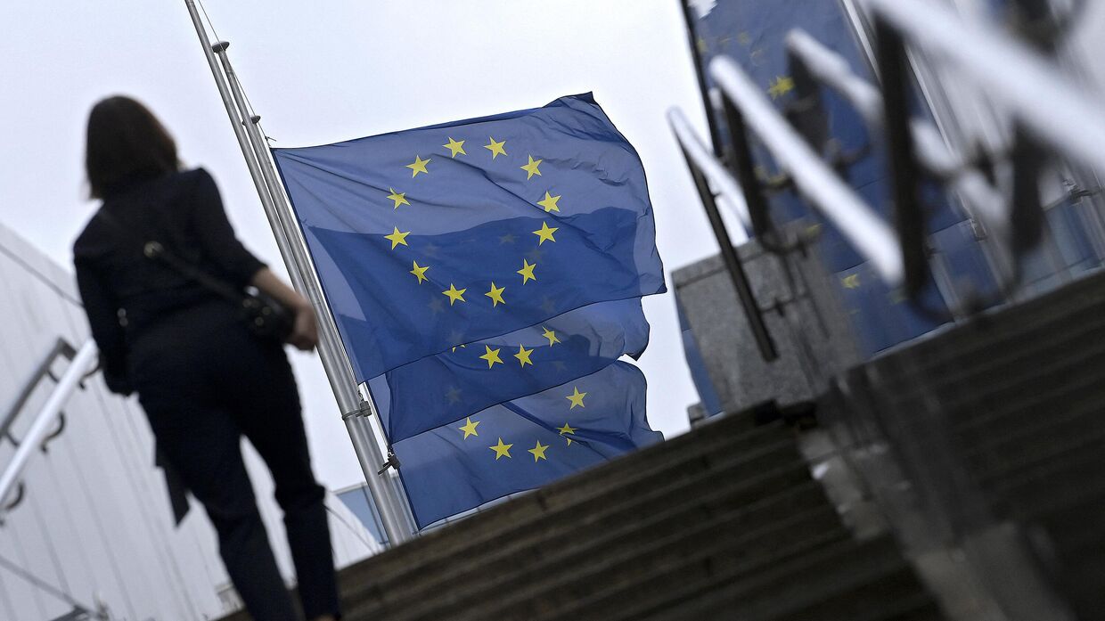 Флаги в штаб-квартире ЕС в Брюсселе, Бельгия. 9 сентября 2022 года