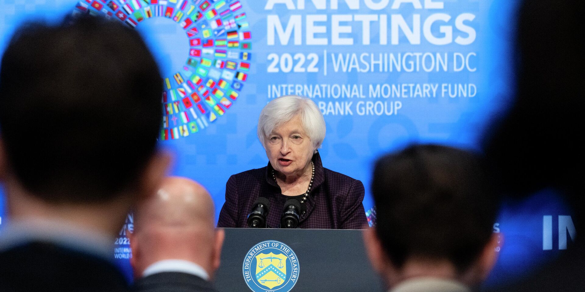 Министр финансов США Джанет Йеллен в штаб-квартире МВФ в Вашингтоне, округ Колумбия, 14 октября 2022 года - ИноСМИ, 1920, 18.10.2022