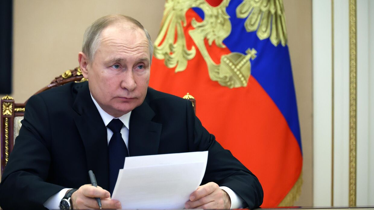 Президент РФ В. Путин принял участие в церемонии запуска Ковыктинского месторождения и участка Силы Сибири