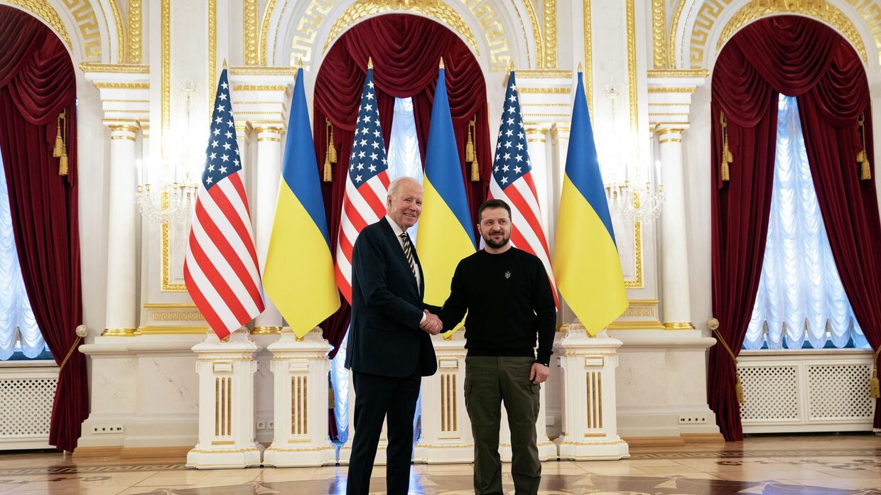 Президент США Джо Байден и президент Украины Владимир Зеленский в Киеве, Украина. 20 февраля 2023 года
