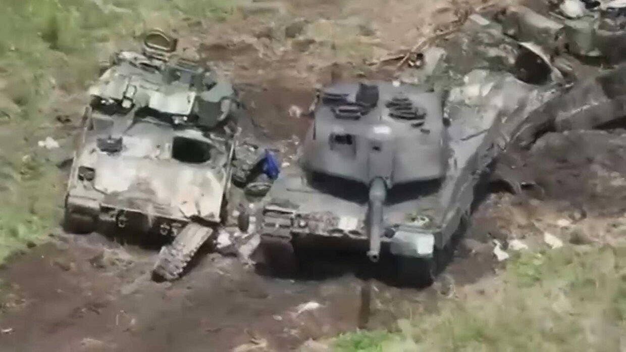 Leopard 2A6 и Bradley выведены из строя и брошены в бою под Ореховом, Запорожье. Июнь 2023 года