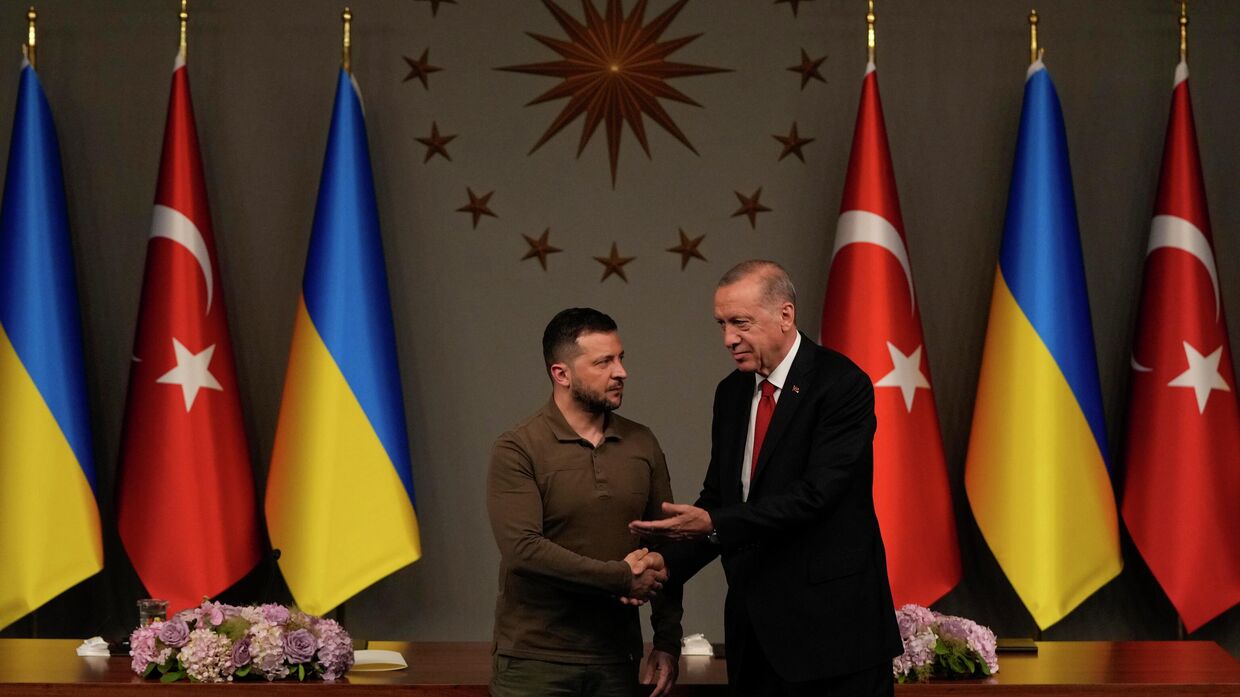 Президент Турции Реджеп Тайип Эрдоган и президент Украины Владимир Зеленский