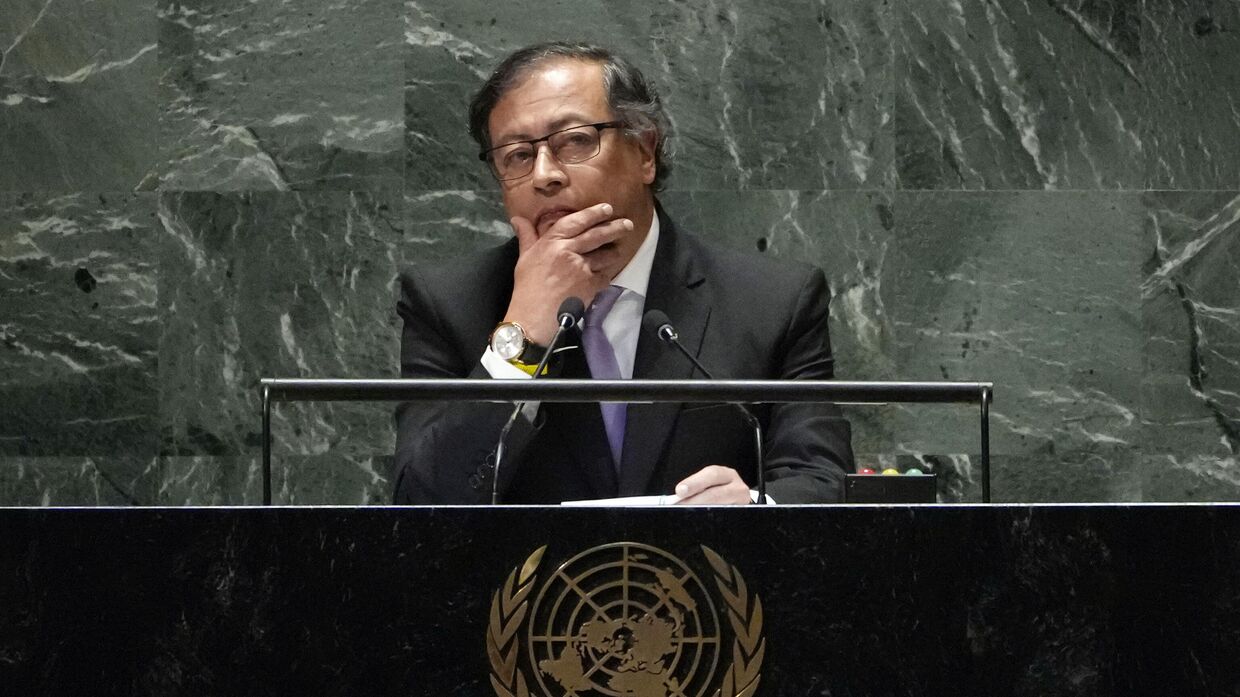 Президент Колумбии Густаво Петро во время выступления на 78-й сессии Генеральной Ассамблеи ООН, 19 сентября 2023 года