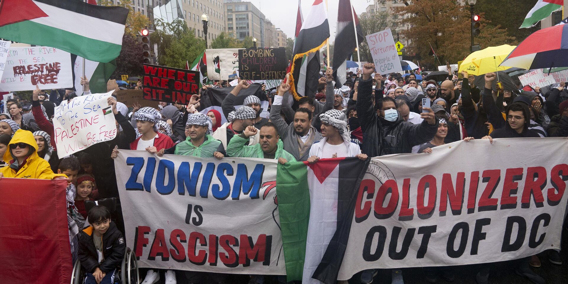 Демонстрация в поддержку Палестины направляется к Белому дому в Вашингтоне, 14 октября 2023 года - ИноСМИ, 1920, 18.10.2023