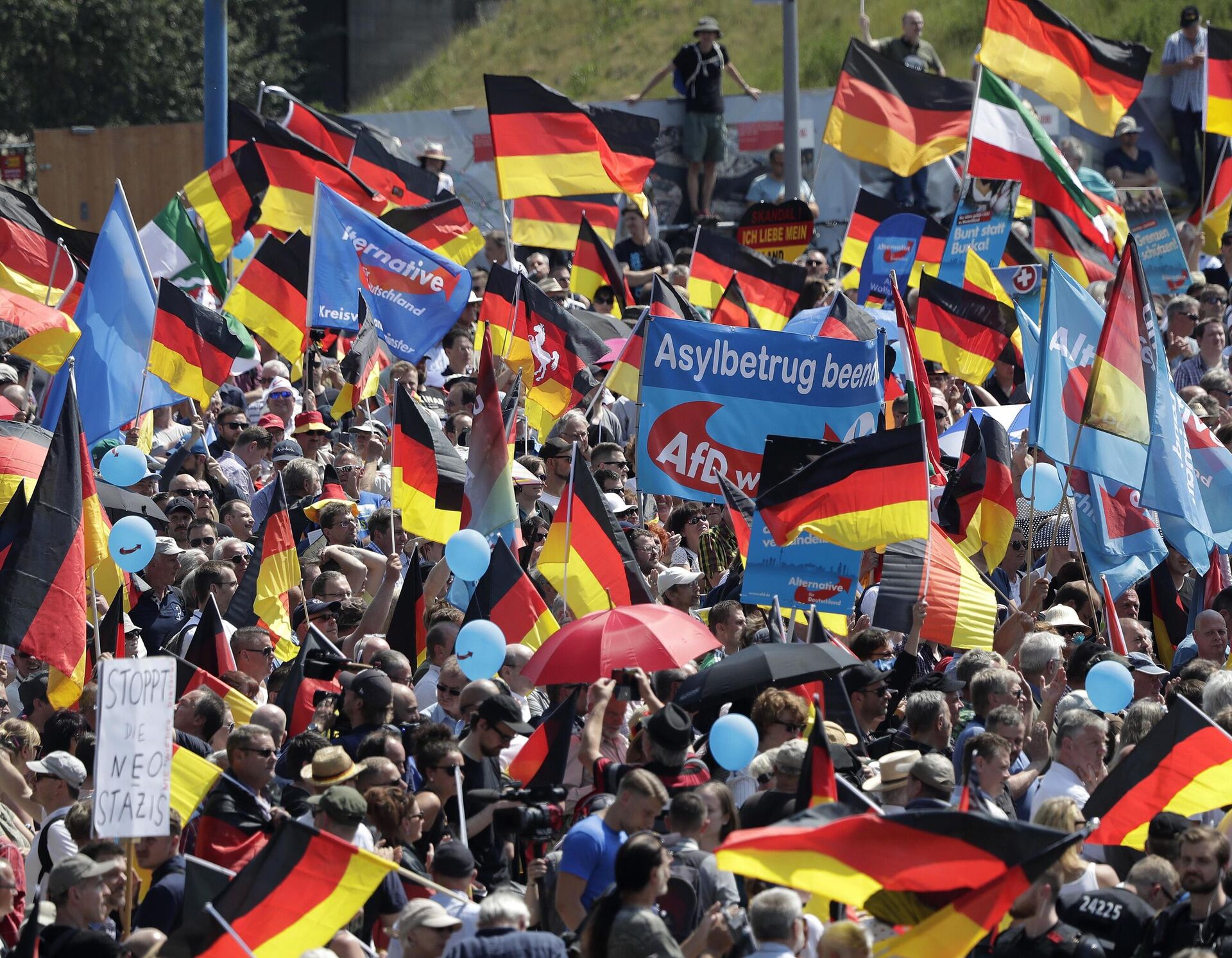 Сторонники партии Альтернатива для Германии на митинге в Берлине, Германия. 27 мая 2018 года - ИноСМИ, 1920, 04.05.2026