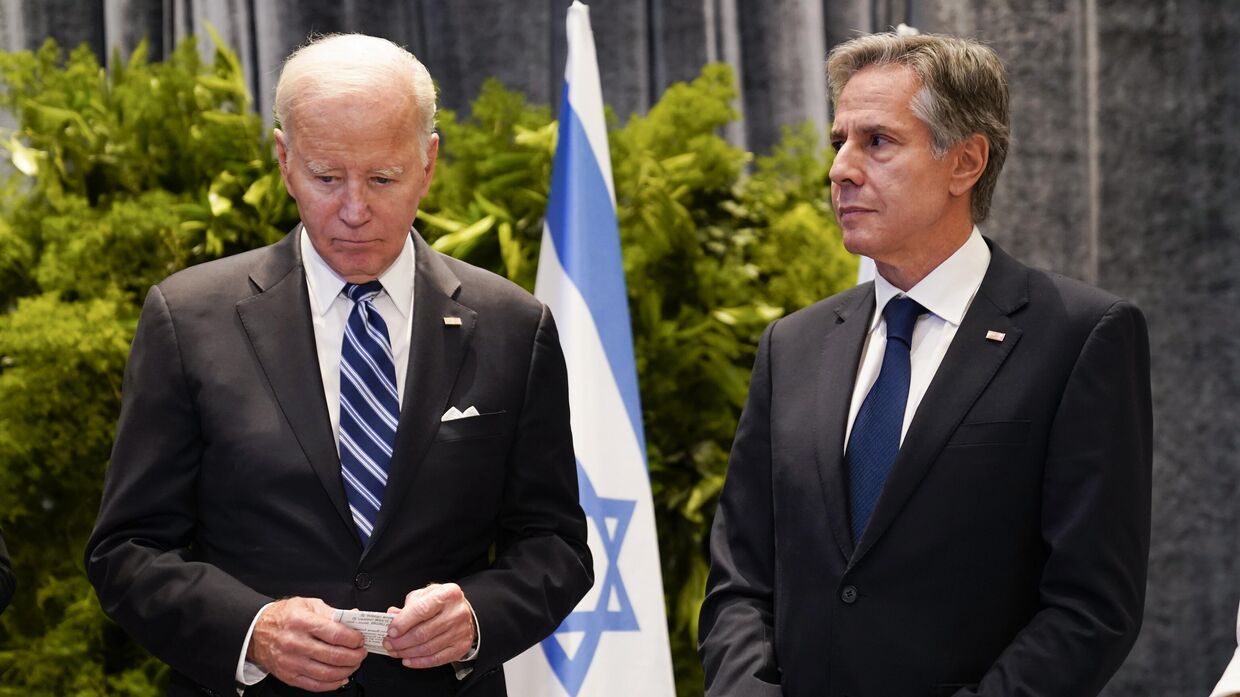 Президент Джо Байден и госсекретарь США Энтони Блинкен в Тель-Авиве. 18 октября 2023 года