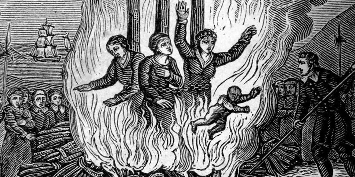 Сожжение ведьм в семнадцатом веке гравюра