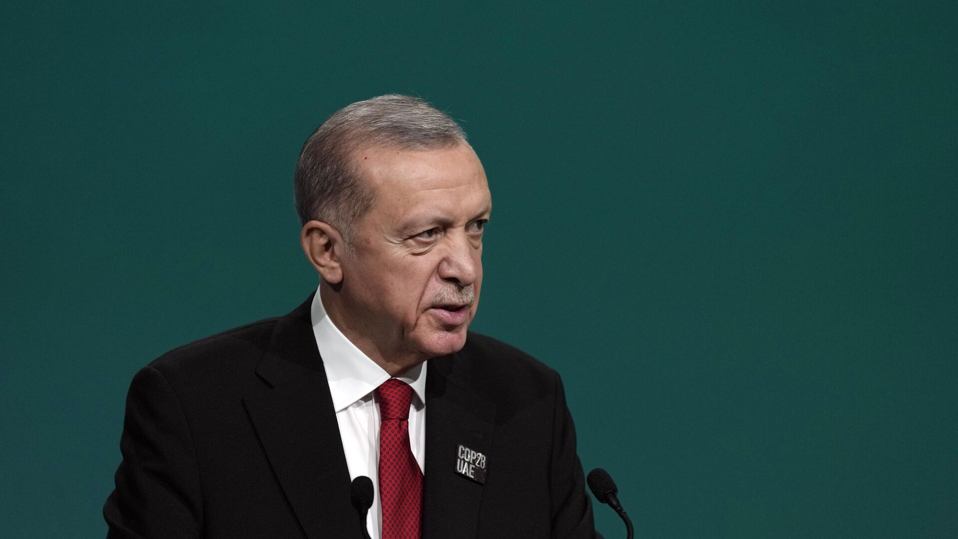 Президент Турции Реджеп Тайип Эрдоган выступает на пленарном заседании Климатического саммита ООН COP28 в пятницу, 1 декабря 2023 года, в Дубае, Объединенные Арабские Эмираты. - ИноСМИ, 1920, 04.12.2023