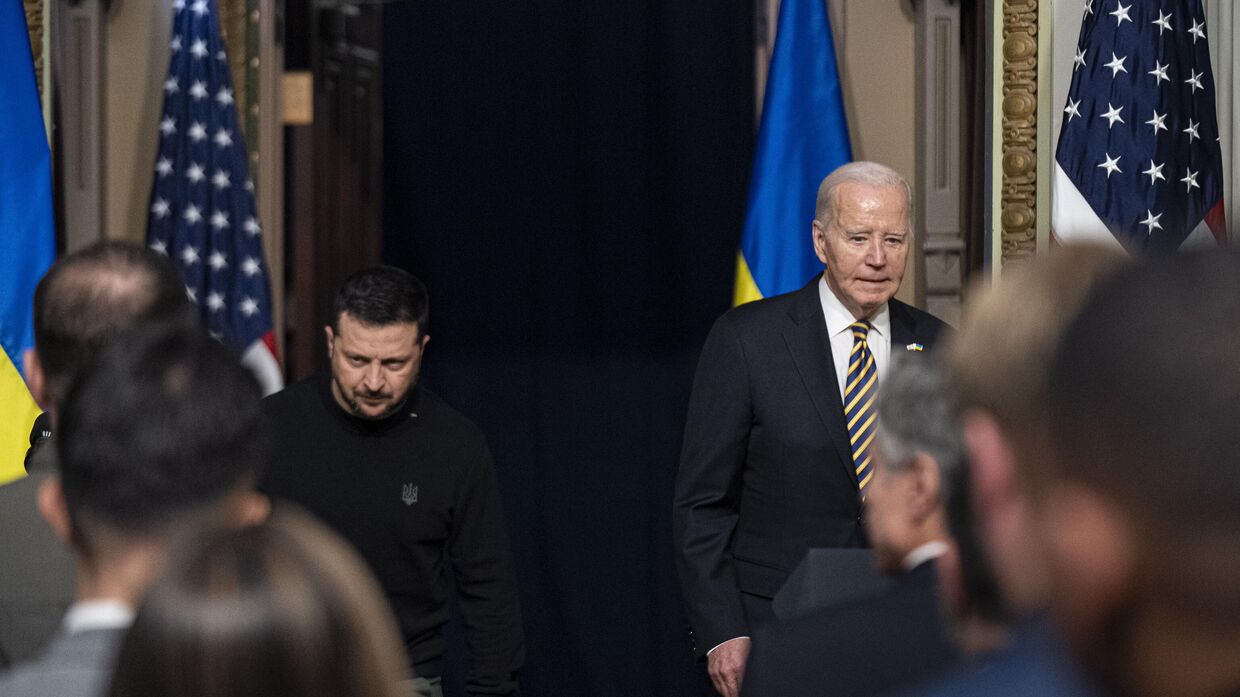 Владимир Зеленский и президент США Джо Байден во время пресс-конференции в Белом доме в Вашингтоне