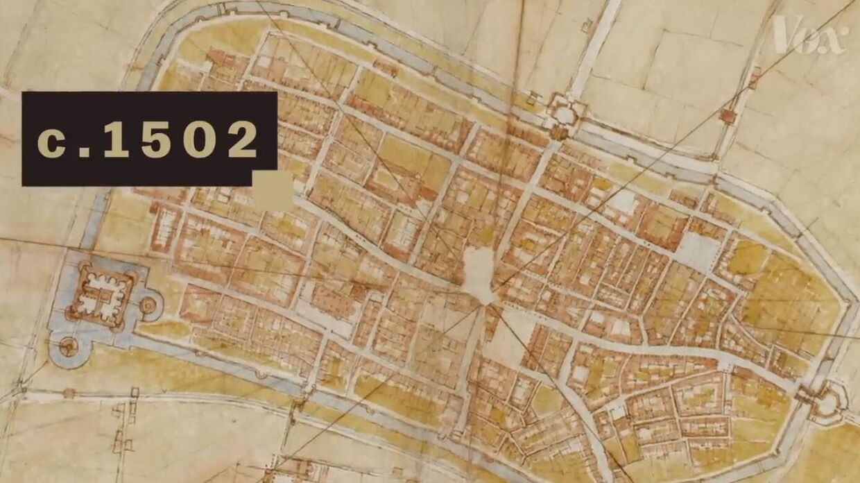Да Винчи создал спутниковую карту в 1502 году. Вот как он это сделал