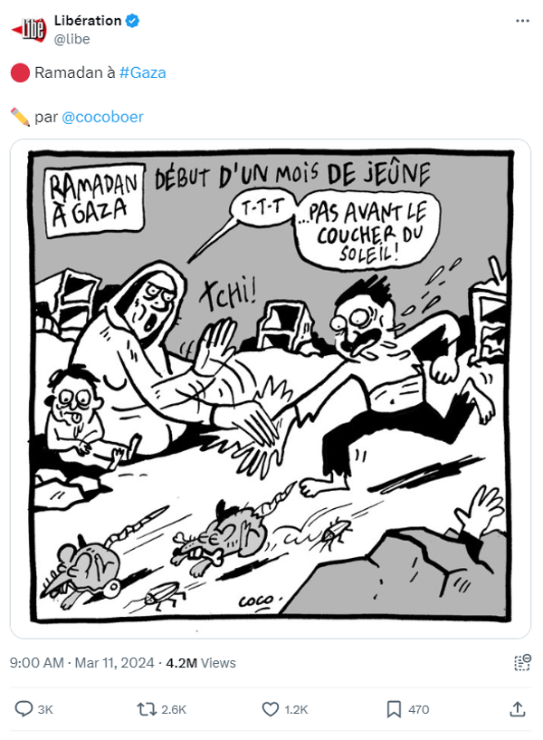 Рамадан в Газе, карикатура в Liberation 
