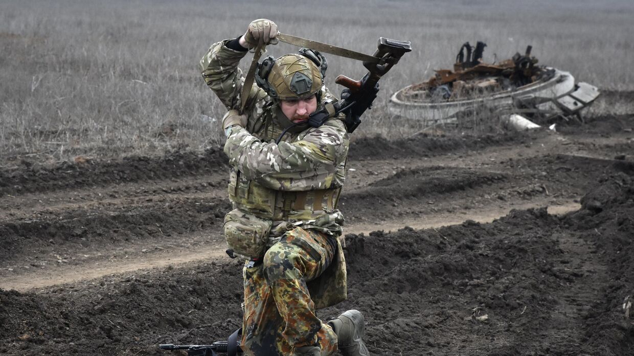 Украинский солдат у села Работино, Запорожская область. 1 марта 2024 года.