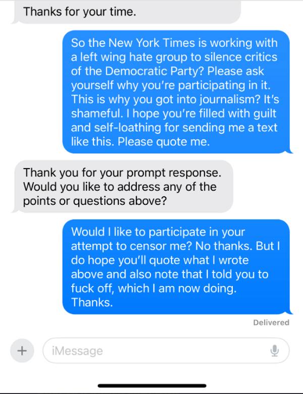 Сообщение3 Такеру Карлсону от журналиста The New York Times