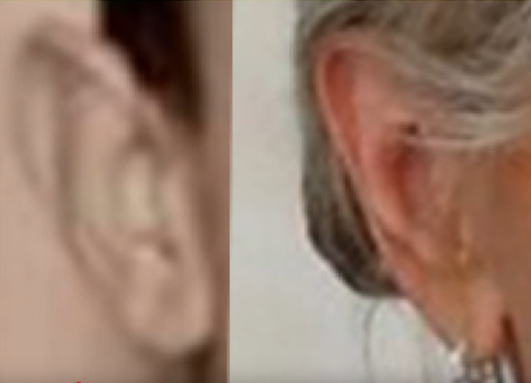 Уши Жана-Мишеля и Брижит вблизи. Кадр из видео