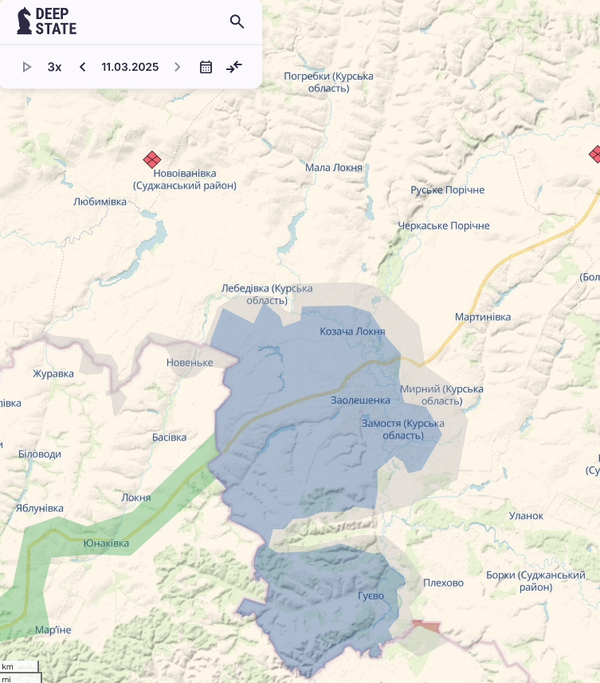 Карта DeepState от 11.03.2025, источник: Страна.ua