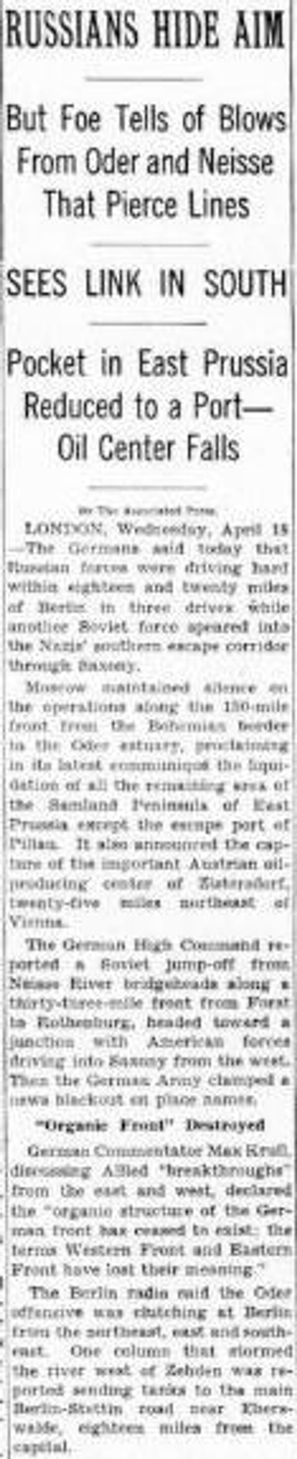 Окончание статьи Русские скрывают цели в газете Нью-Йорк таймс