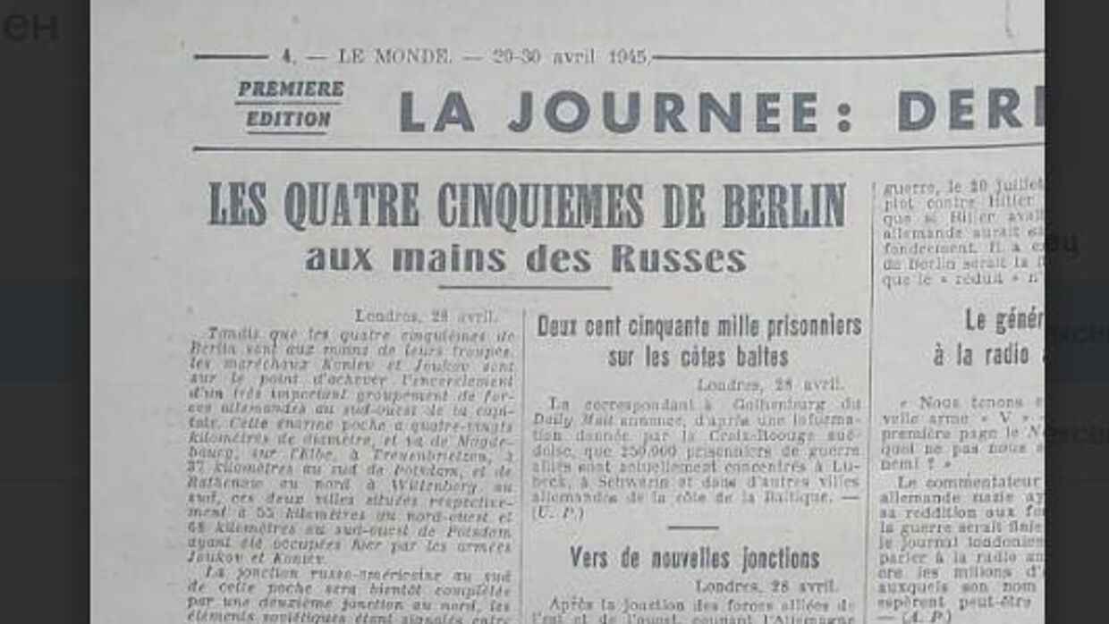 Газета Монд за 29 апреля 1945 года