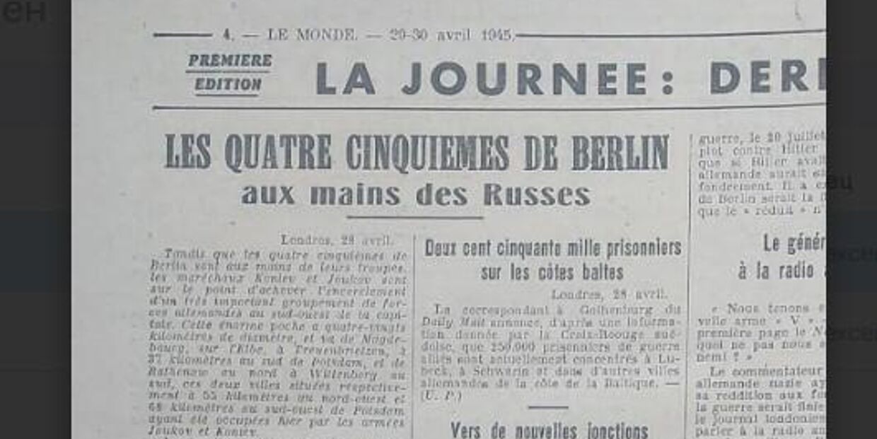 Газета Монд за 29 апреля 1945 года