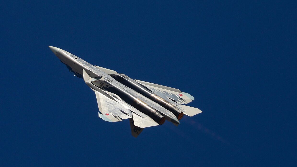Российский истребитель Су-57 на XV международной выставке авиакосмической техники Aero India 2025