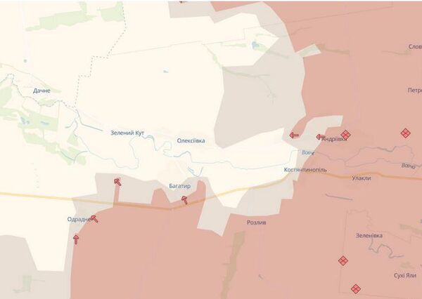 Ситуация возле села Богатырь в Донецкой области по состоянию на 2 июня (по данным DeepState)