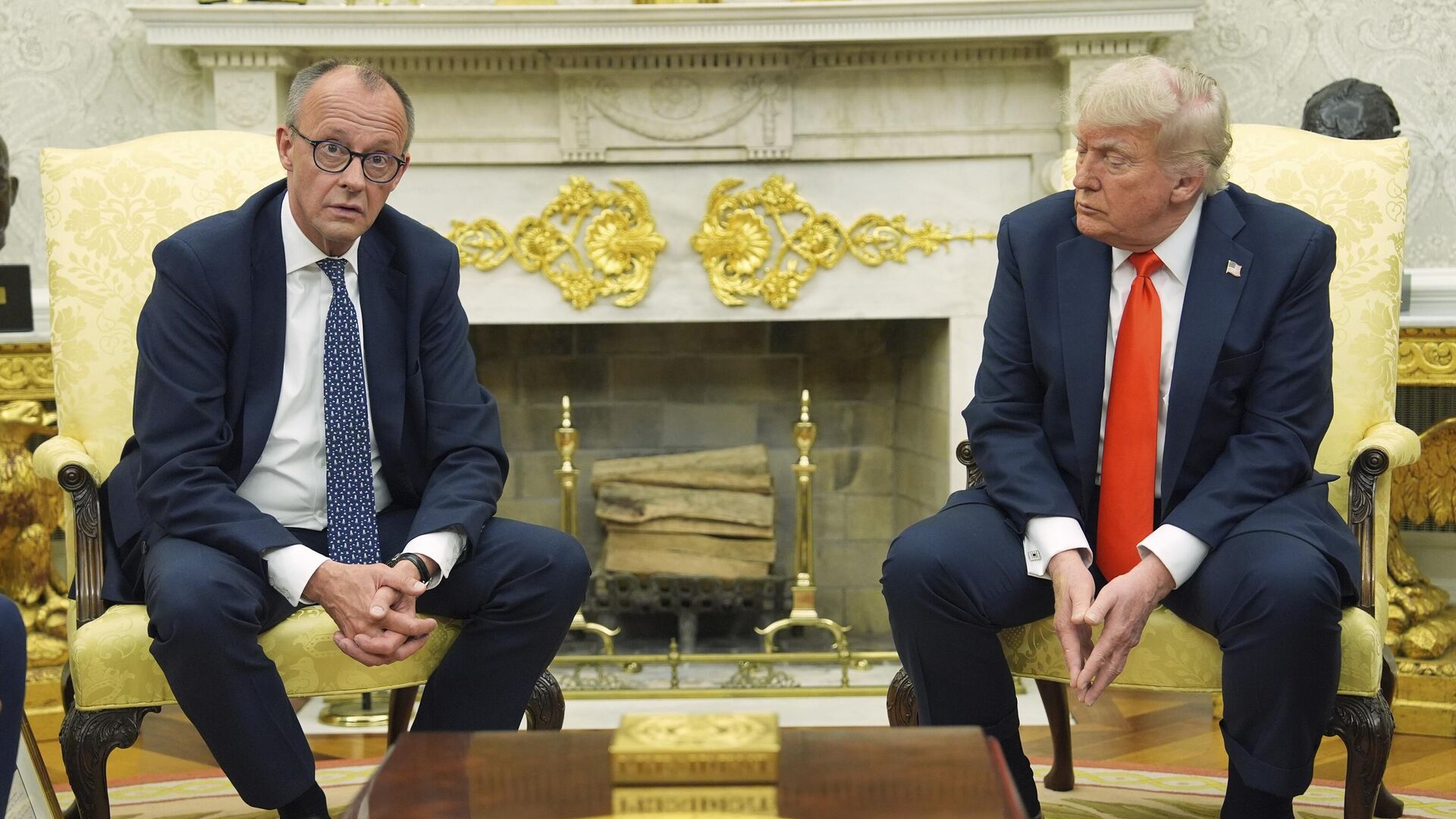 Президент Дональд Трамп встречается с канцлером Германии Фридрихом Мерцем в Овальном кабинете Белого дома 5 июня 2025 года - ИноСМИ, 1920, 23.06.2025