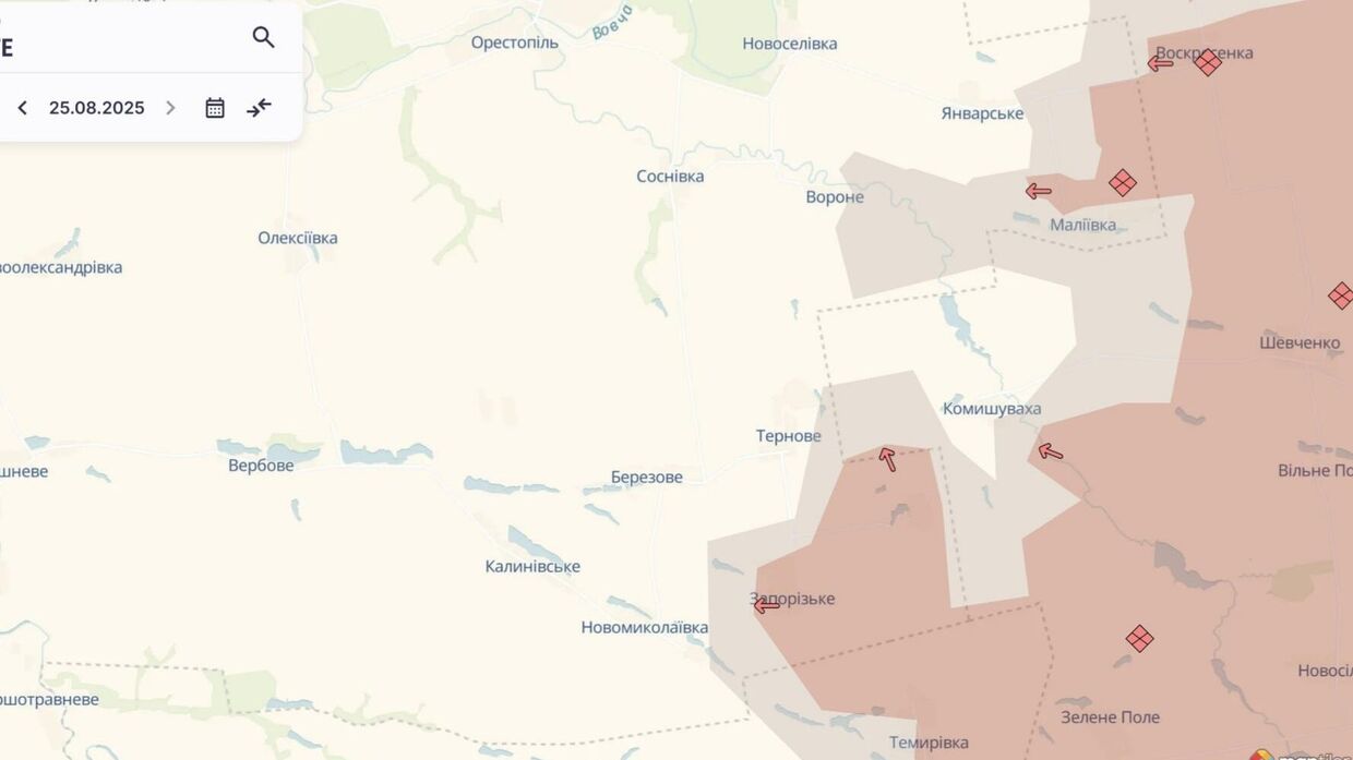 Изменения на линии фронта в Днепропетровской области — DeepStateMAP