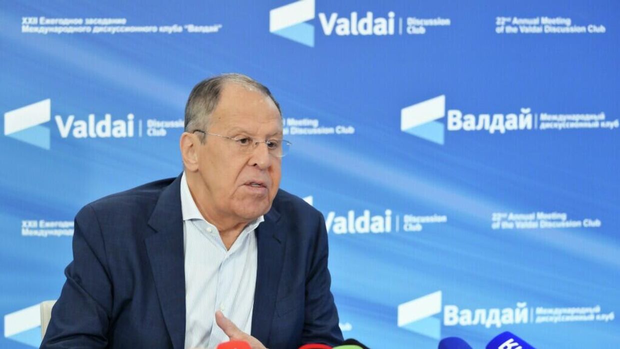 Министр иностранных дел РФ Сергей Лавров на XXII Ежегодном заседании Международного дискуссионного клуба Валдай в Сочи.