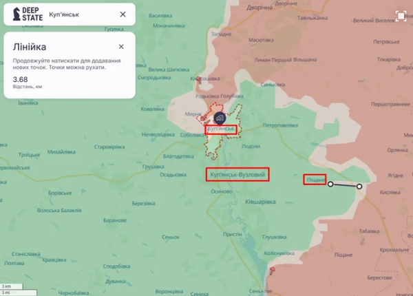 Ситуация под Купянском и Купянском-Узловым 14 октября, карта: DeepState