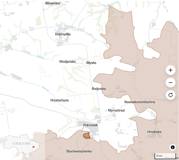 Ситуация в Красноармейске по состоянию на 15.10.2025, источник: Институт изучения войны 