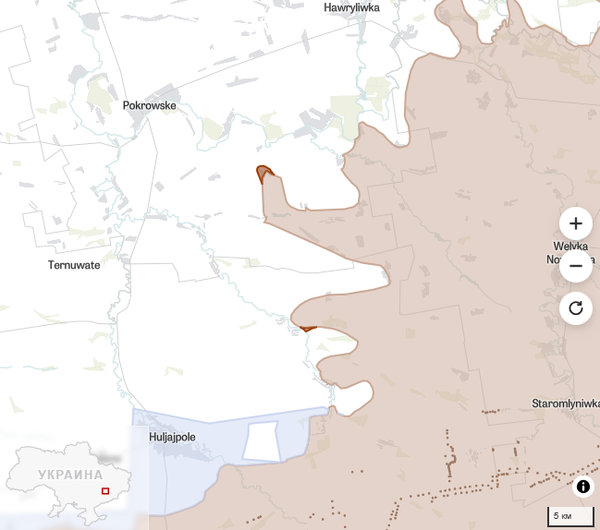 Ситуация под Покровским по состоянию на 15.10.2025, источник: Институт изучения войны 