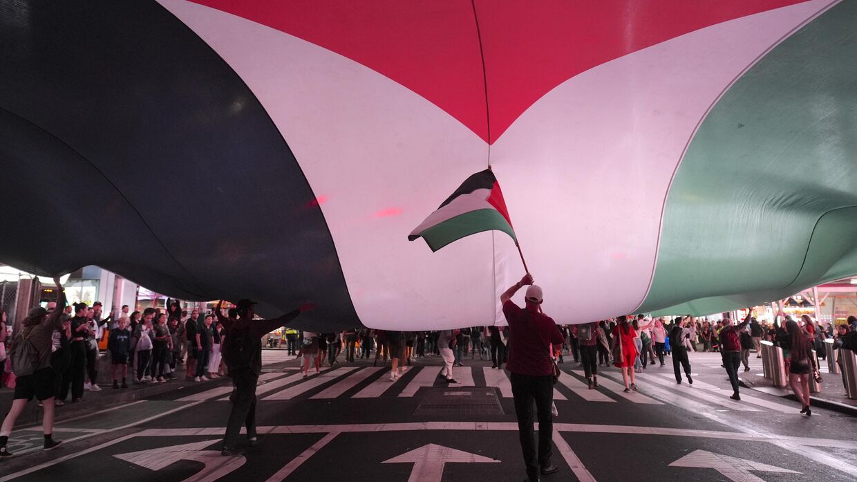 Про-палестинская демонстрация в Нью-Йорке, США