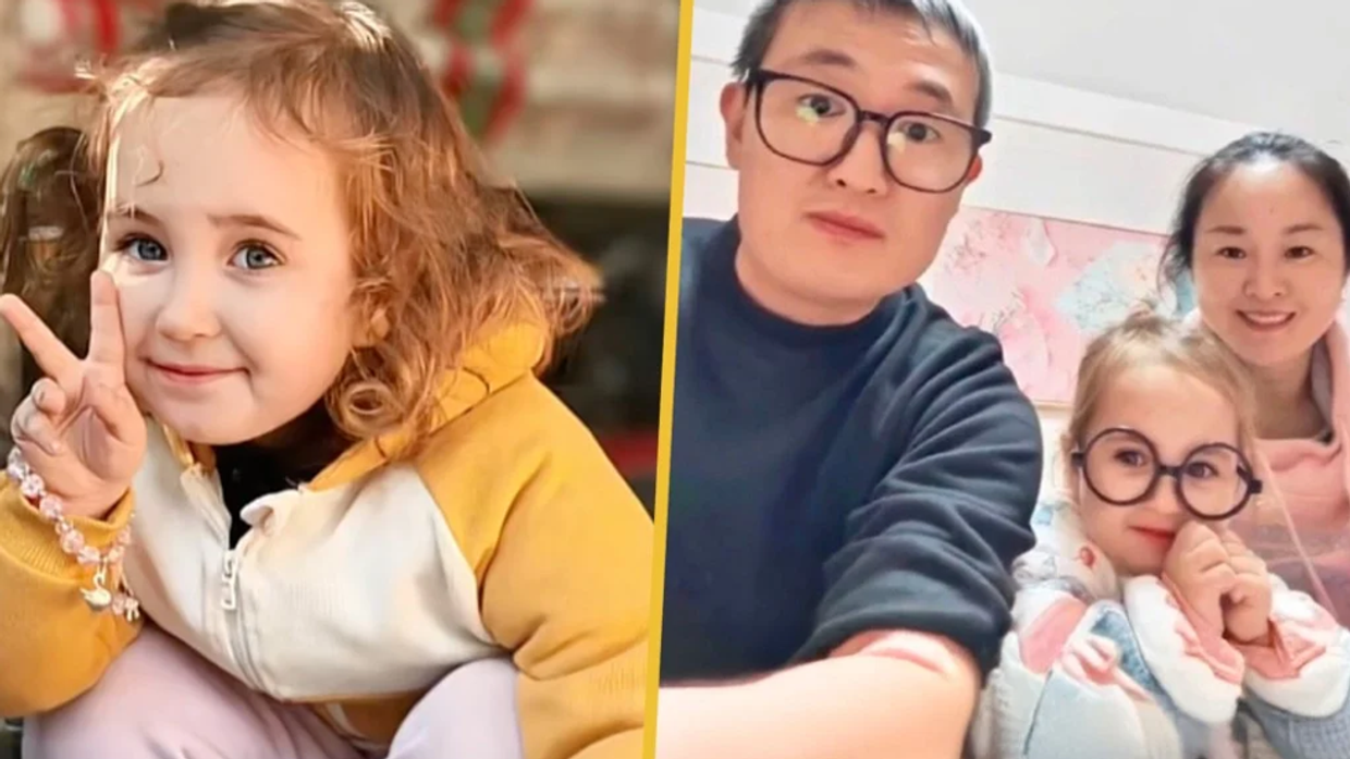 Девочка Гоцзян и ее родители. Кадры из соцсетей