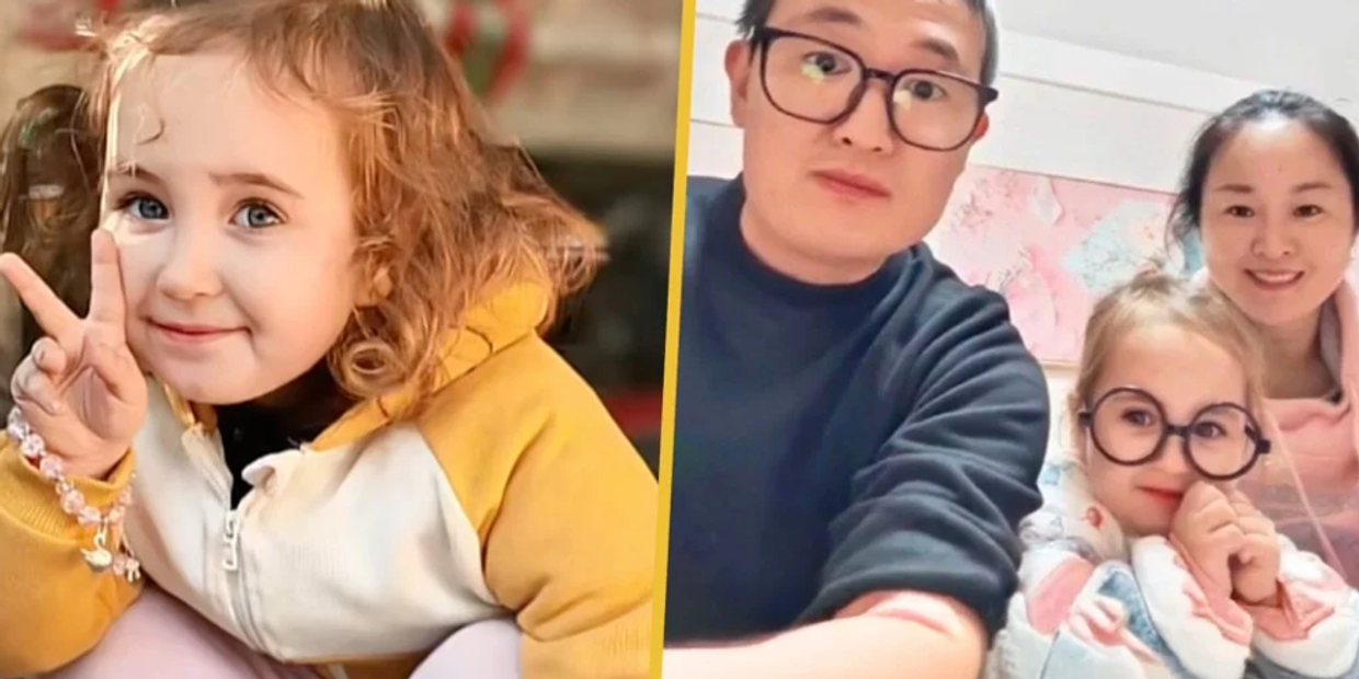 Девочка Гоцзян и ее родители. Кадры из соцсетей