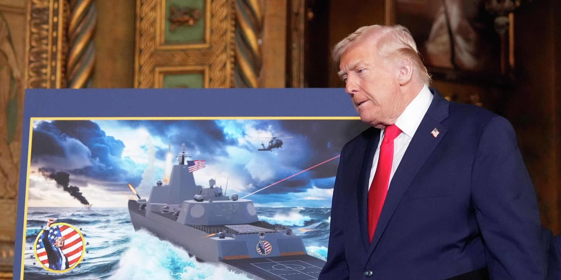 Президент США Дональд Трамп выступает в Мар-а-Лаго 22 декабря 2025 года, в Палм-Бич, штат Флорида. - ИноСМИ, 1920, 23.12.2025