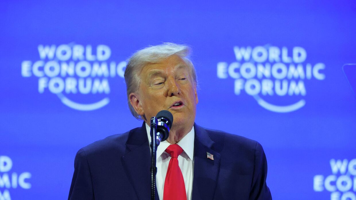 Президент США Дональд Трамп выступает на ВЭФ в Давосе, Швейцария