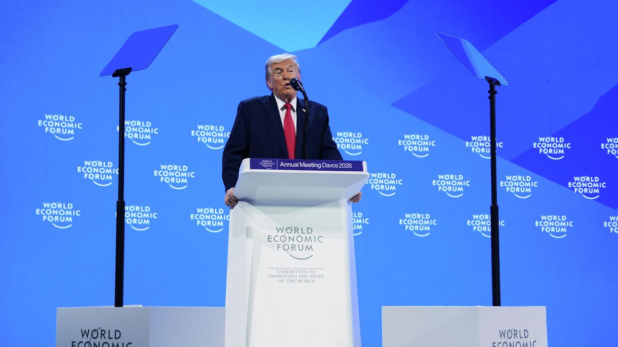 Президент США Дональд Трамп выступает на ВЭФ в Давосе, Швейцария