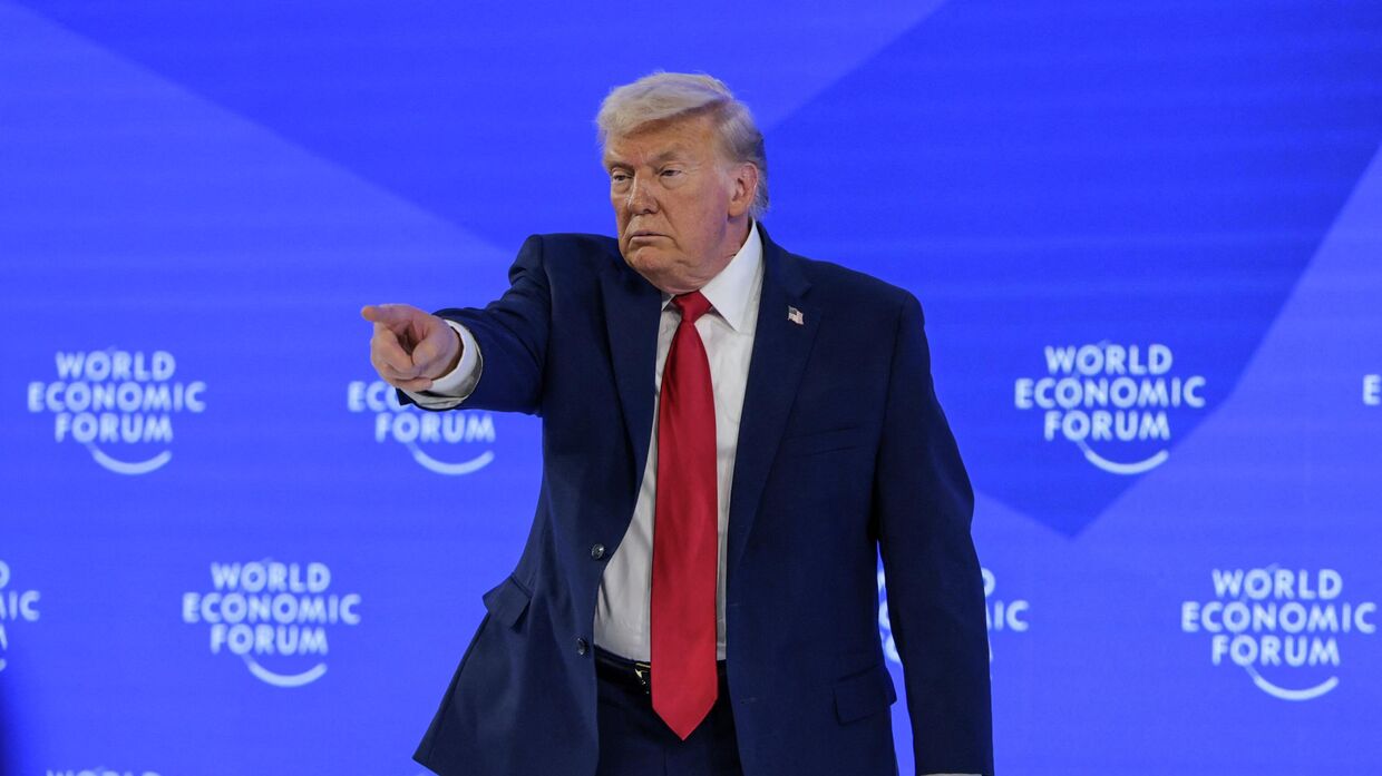 Президент США Дональд Трамп выступает на ВЭФ в Давосе, Швейцария