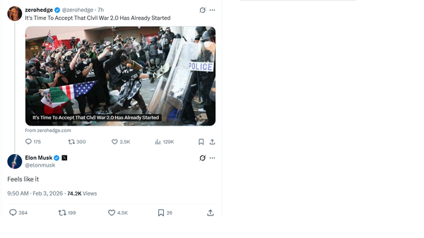 Ответ Маска на статью о том, что гражданская война в США уже началась