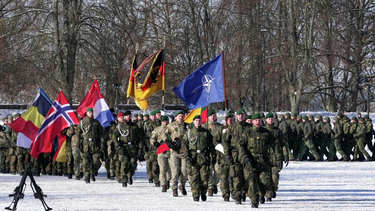 Парад военнослужащих многонациональной батальонной группы НАТО в Литве
