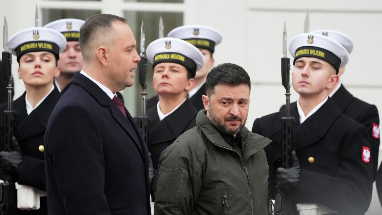 Президент Польши Кароль Навроцки и Владимир Зеленский в Варшаве, Польша