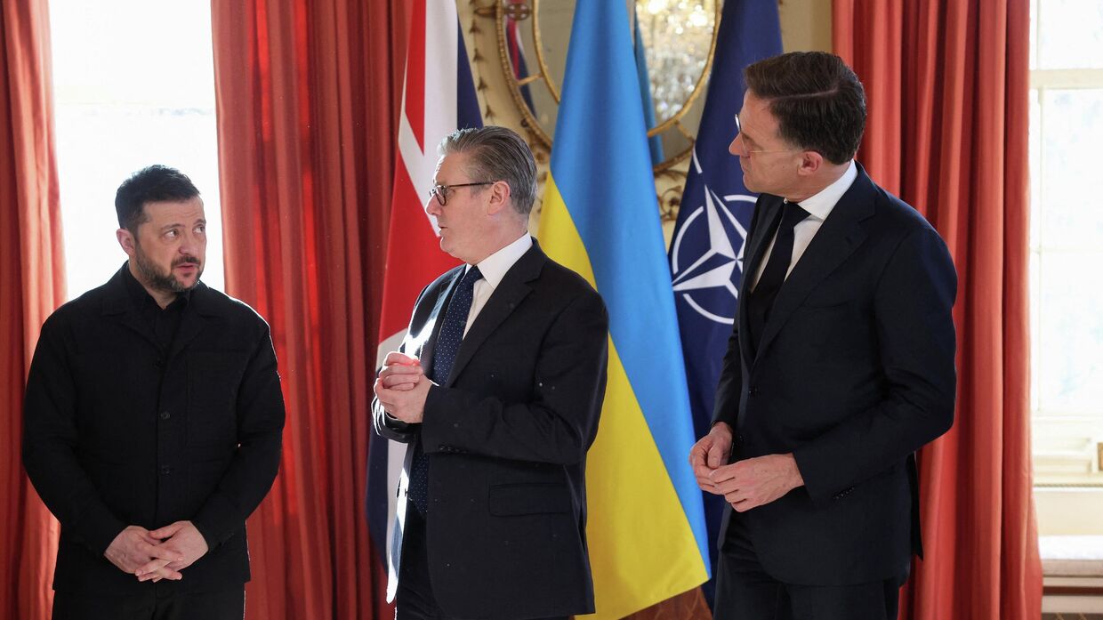 Владимир Зеленский, Премьер-министр Великобритании Кир Стармер и генеральный секретарь НАТО Марк Рютте