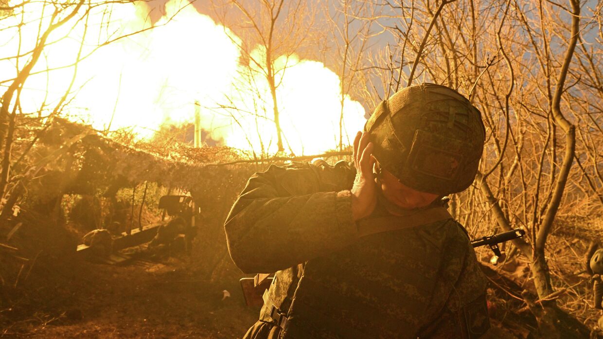 Боевая работа пушки Гиацинт-Б группировки войск Центр