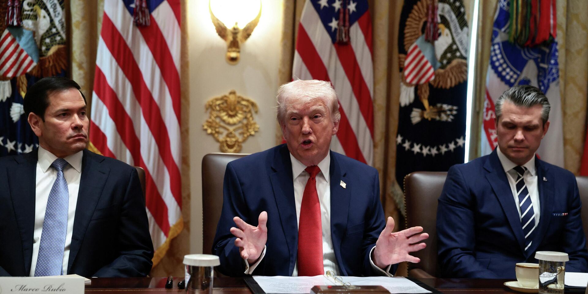 Президент США Дональд Трамп, госсекретарь Марко Рубио и министр обороны Пит Хегсет - ИноСМИ, 1920, 27.03.2026