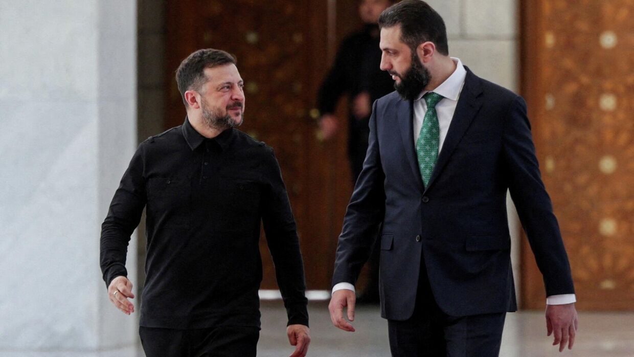 Владимир Зеленский и президент Сирии Ахмед аш-Шараа на встрече в Дамаске