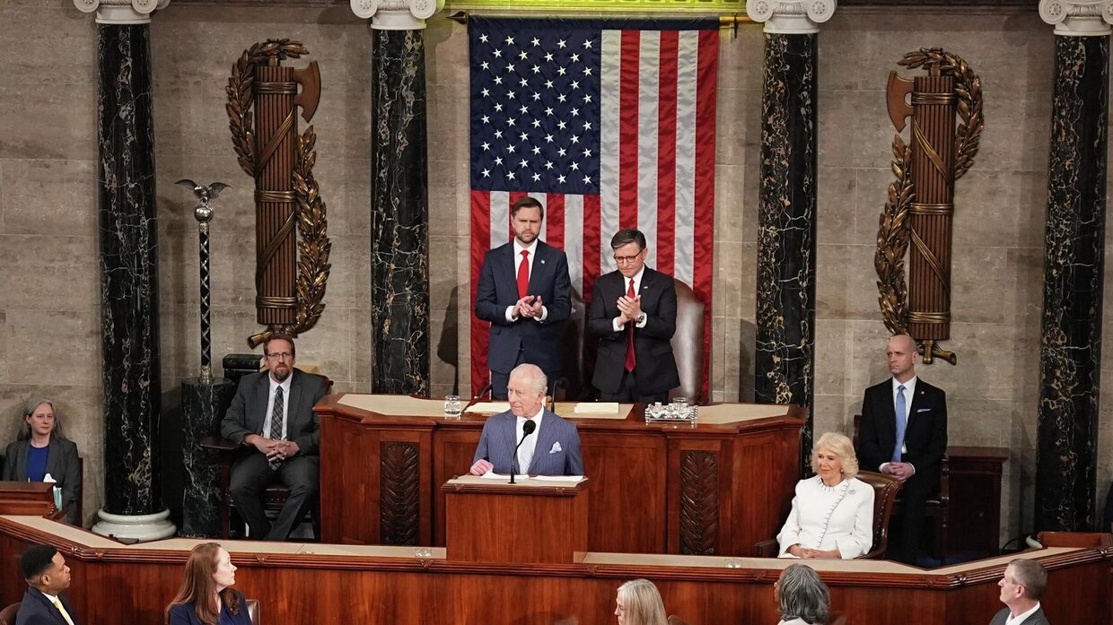 Король Великобритании Карл III выступает с речью в Конгрессе США