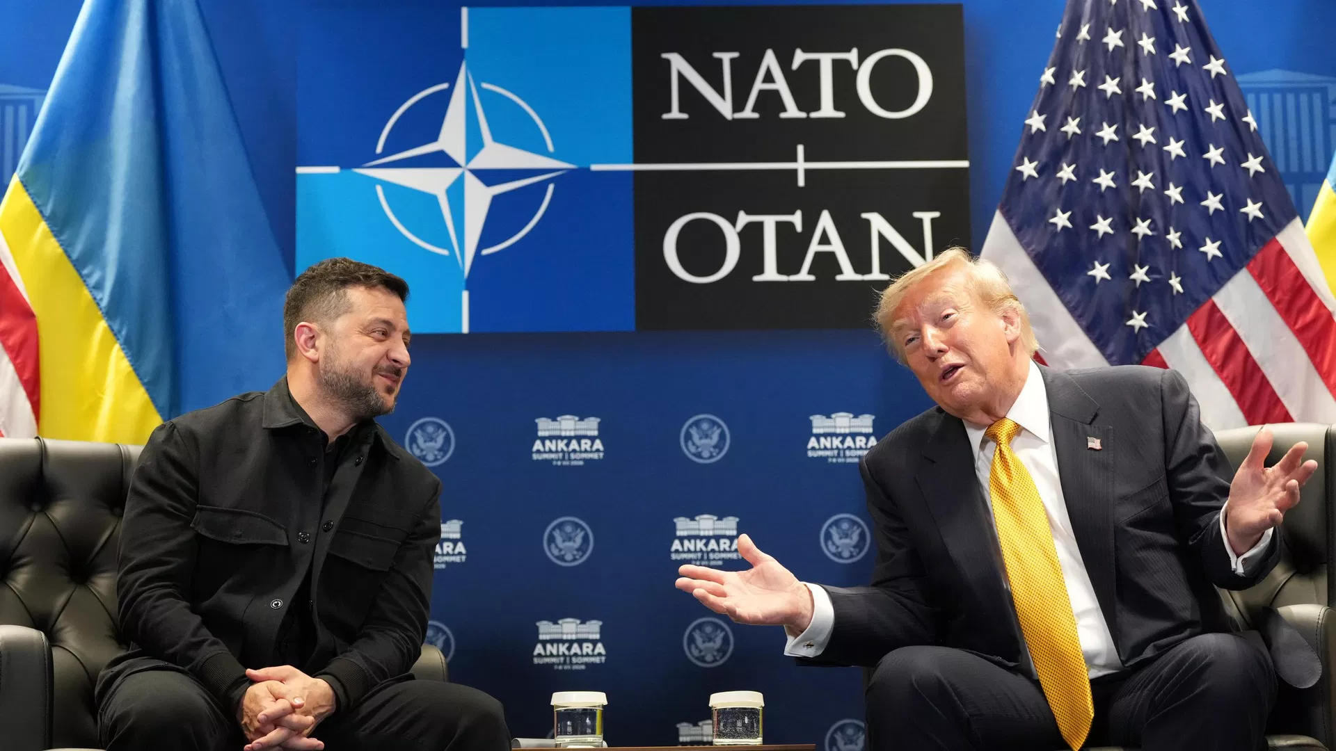 Владимир Зеленский и президент США Дональд Трамп во время встречи на полях саммита НАТО в Анкаре Владимир Зеленский и президент США Дональд Трамп во время встречи на полях саммита НАТО в Анкаре - ИноСМИ, 1920, 12.07.2026
