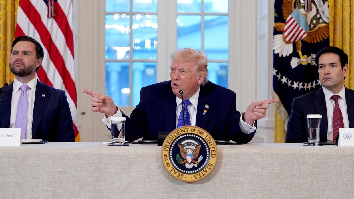 Президент США Дональд Трамп, вице-президент Джей Ди Вэнс и госсекретарь Марко Рубио